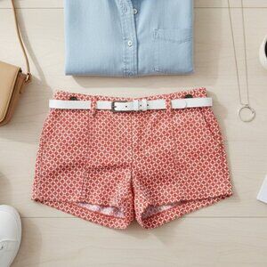J. Crew City Fit Shorts Red & White Geometric Print - Women's Size 0